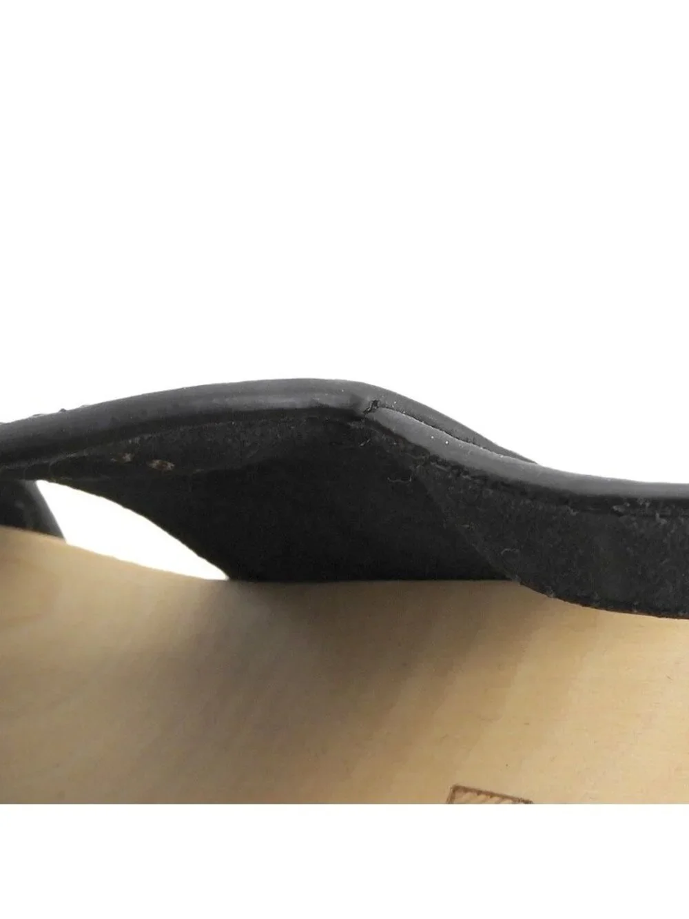 Chanel CC Logo Wood Wedge Sole Sandals 34 Black Almost Kids